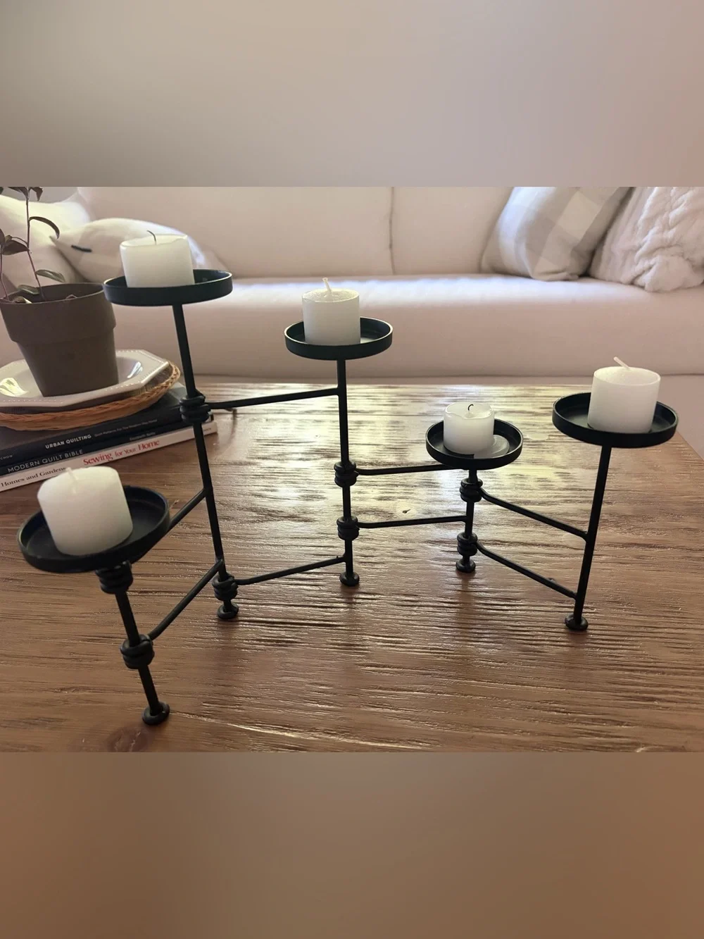 Vintage Wrought Iron Flexible Arm Candle Holder Candelabra - 5 Tier